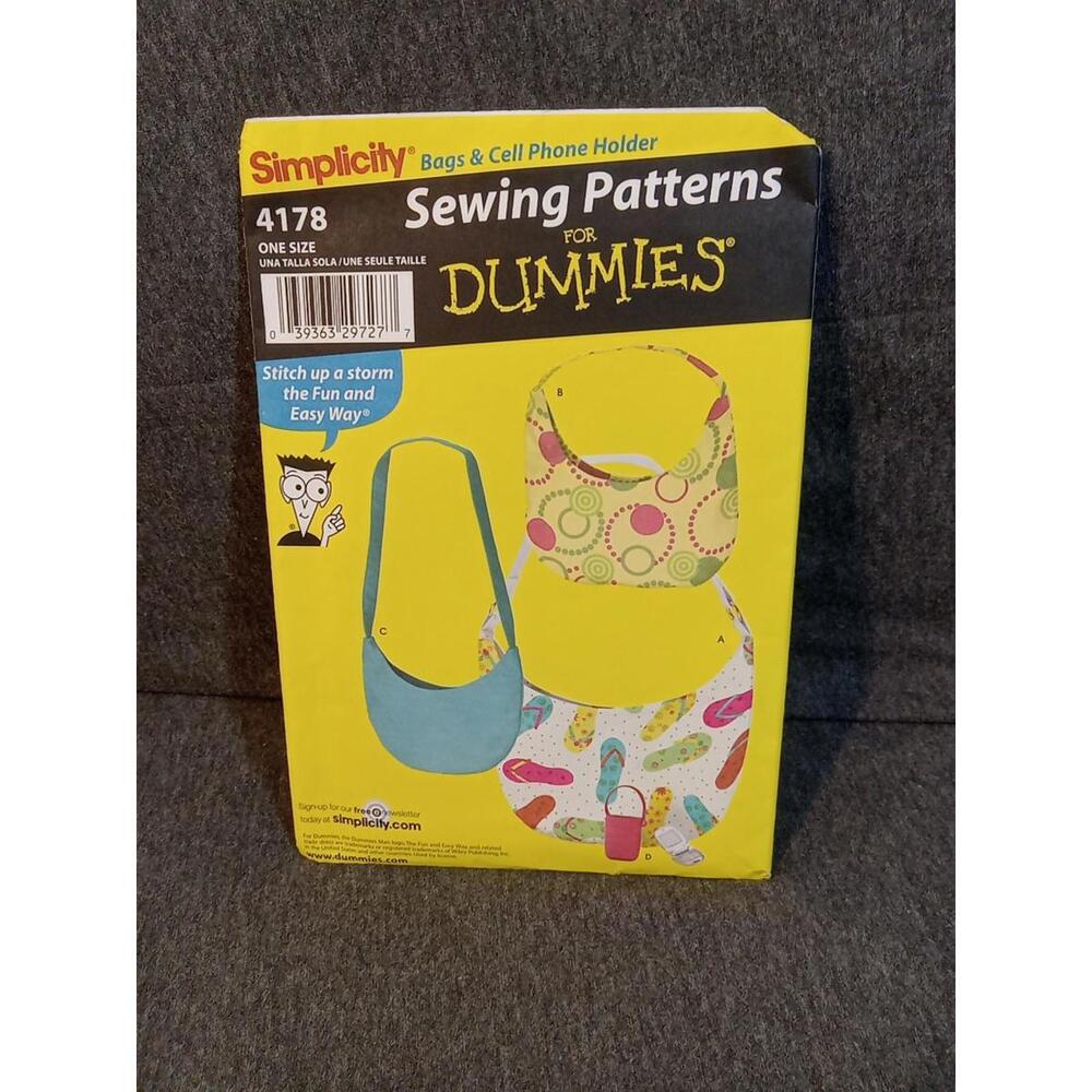 Simplicity Sewing Pattern For Dummies #4178 Uncut Handbags Cell Phone Holders